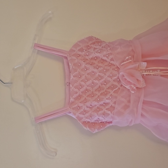 RICHIE HOUSE Pink Lattice Pearl Cascade Ruffle Chiffon Tie Back Party Dress - Picture 4 of 8